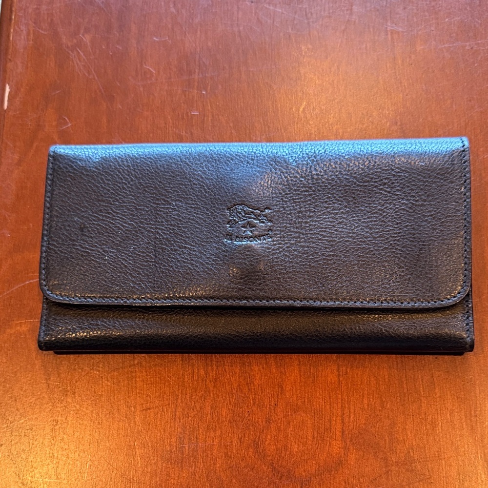 Il Bisonte Black Leather Continental Wallet NEW